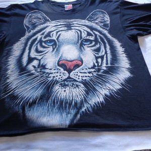 Vintage 1995 White Tiger Print Cut Shirt